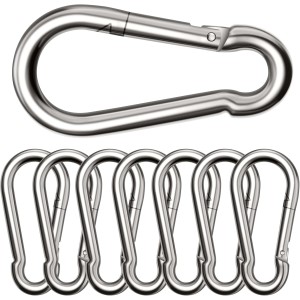 Lot de 8 Grands mousquetons, diamètre 8x80 mm