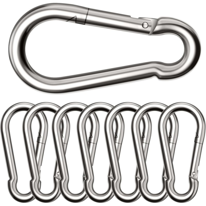 Lot de 8 Grands mousquetons, diamètre 8x80 mm Lot de 8 Grands mousquetons, diamètre 8x80 mm