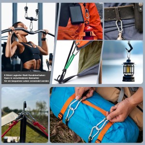 Lot de 8 Grands mousquetons, diamètre 8x80 mm Lot de 8 Grands mousquetons, diamètre 8x80 mm