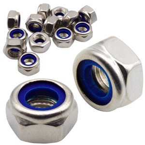 Ecrou inox M8 : 50 Pièces Frein Autobloquant Indesserable avec Bague Nylon de Blocage