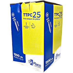 Lot 1500 pièces Vis auto perceuses 25mm Placoplatre