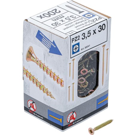 Lot de 200 Vis 3.5 x 30 mm multifonctions cruciforme PZ2