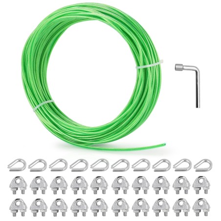 30 M Câble 3 mm acier enduit de PVC vert