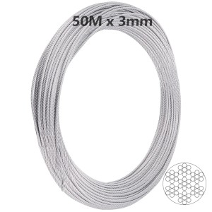 Câble inox 50 m x 3 mm, 7 x 7