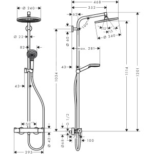 Colonne de douche avec mitigeur thermostatique