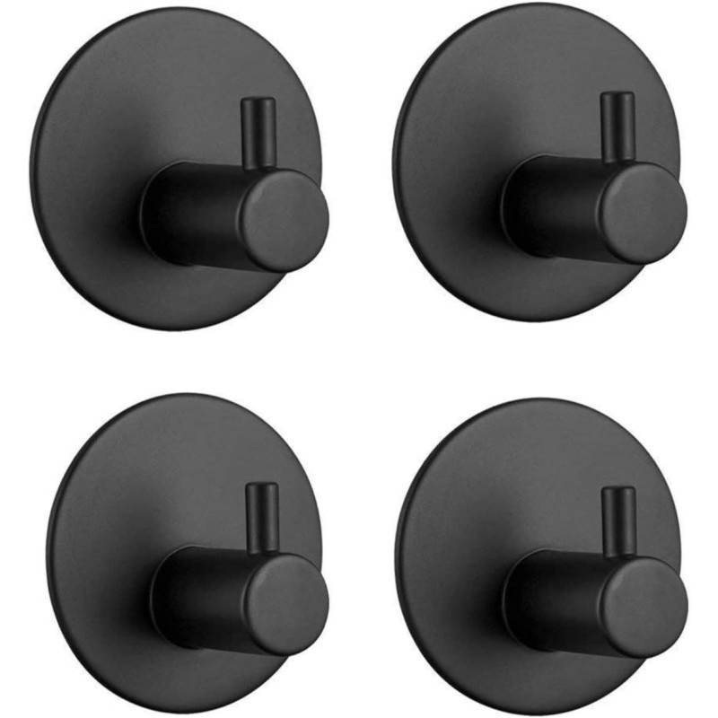 Crochet Adhésif Mural Noir 4 Pièces pour salle de bain Crochet Adhésif Mural Noir 4 Pièces pour salle de bain