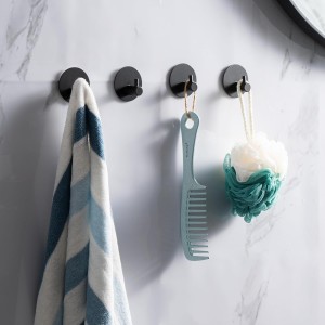 Crochet Adhésif Mural Noir 4 Pièces pour salle de bain Crochet Adhésif Mural Noir 4 Pièces pour salle de bain