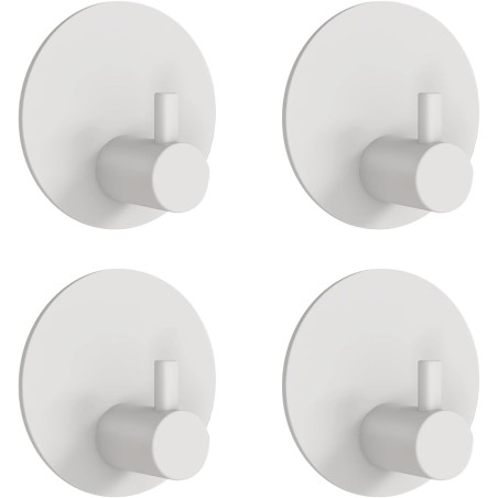 Crochet Adhésif Mural blanc 4 Pièces pour salle de bain