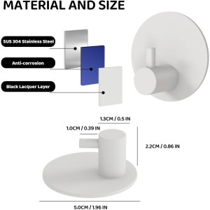 Crochet Adhésif Mural blanc 4 Pièces pour salle de bain