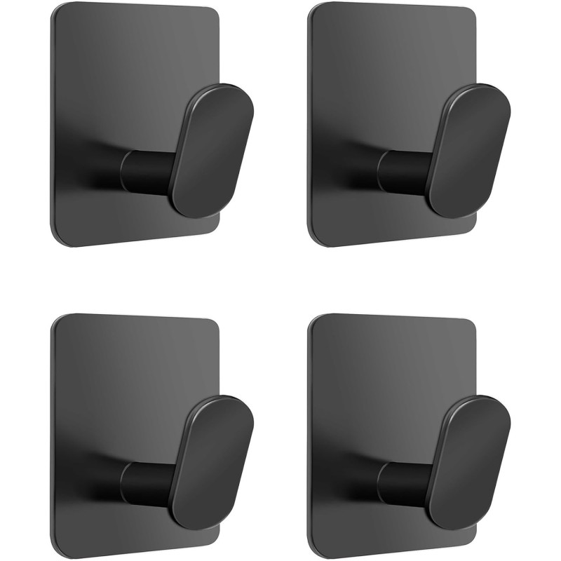 4 crochets Adhésifs noir Porte Serviette Salle de Bain