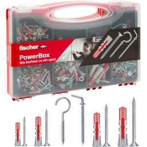 Lot de 180 chevilles DuoPower avec vis et crochets pour mur plein, perforé et cloison sèche