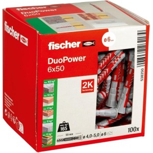 Cheville 6x50 bi-matière et multi-matériaux DUOPOWER - Boîte de 100