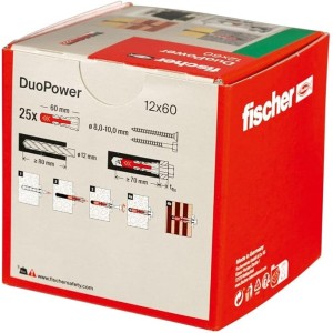 Cheville 12x60 bi-matière et multi-matériaux DUOPOWER - Boîte de 25