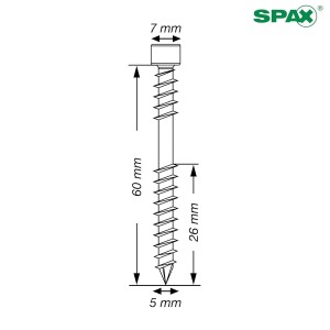 180 Vis universelle 5 x 60 mm - SPAX