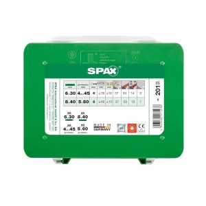 Boîte d'assortiment SPAX de vis et de chevilles 201 pièces Boîte d'assortiment SPAX de vis et de chevilles 201 pièces