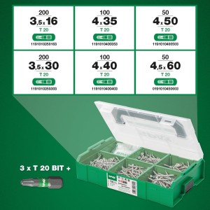 Mini mallette de vis - 700 vis à tête fraisée en 6 dimensions - SPAX Mini mallette de vis - 700 vis à tête fraisée en 6 dimensions - SPAX