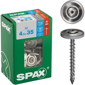 60 vis étanches 4,5 x 35 mm, filetage complet, tête fraisée bombée