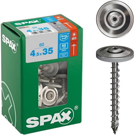 60 vis étanches 4,5 x 35 mm, filetage complet, tête fraisée bombée