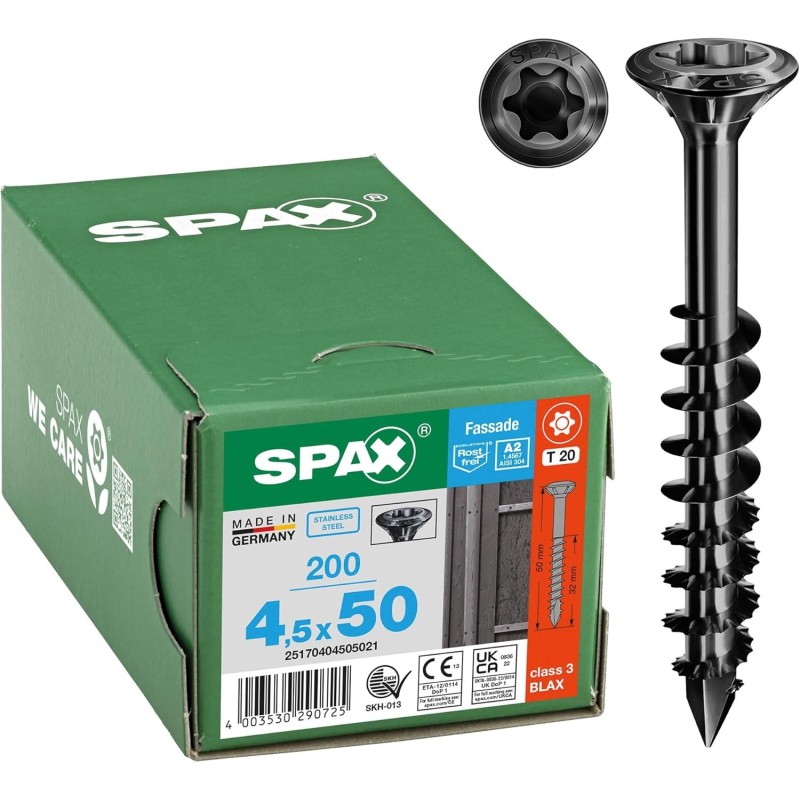 200 vis de façade 4,5 x 50 mm, filetage partiel, tête fraisée bombée 200 vis de façade 4,5 x 50 mm, filetage partiel, tête fraisée bombée