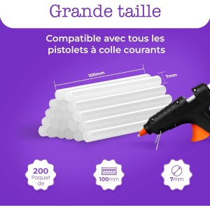 200 Bâtons De Colle Pour Pistolet 100x70 mm