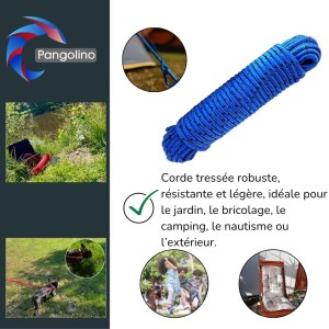 Corde polypropylène tressée 8 mm x 20 m - Bleu