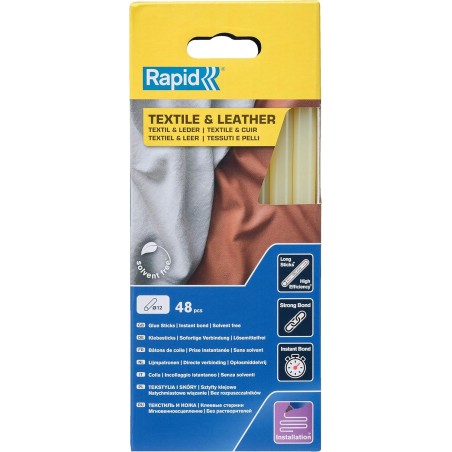 48 Bâtons de colle 12 mm Textile et cuir 12 x 190 mm