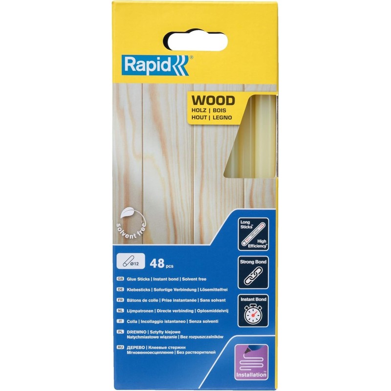 48 Bâtons de colle 12 mm Bois 12 x 190 mm