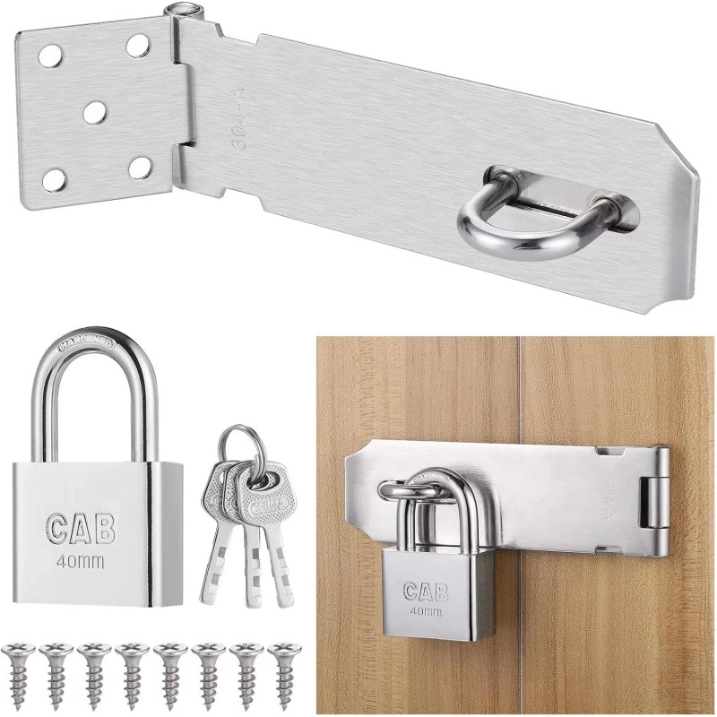 Serrure de porte robuste de 12,7 cm avec cadenas et vis