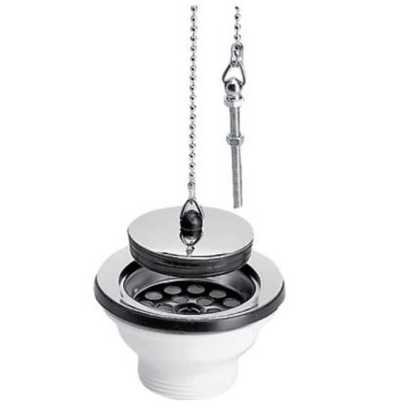 Bonde d'évier PVC à bouchon chaînette 84 mm - NICOLL