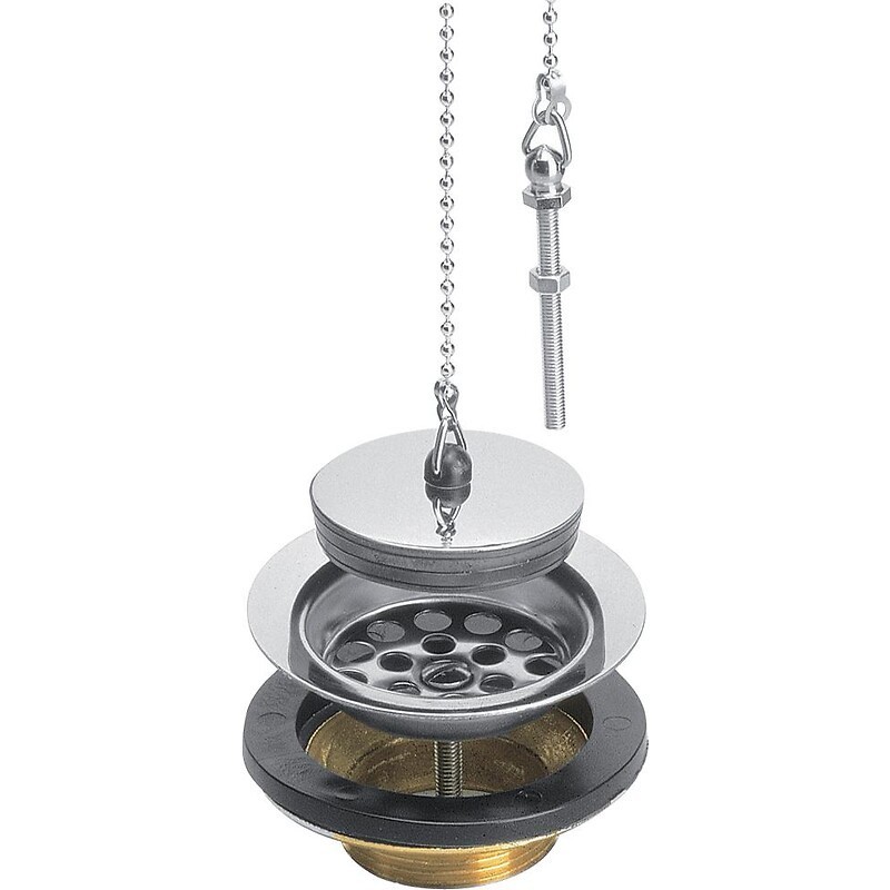 Bonde laiton à bouchon chaînette pour évier grès 84 mm - NICOLL Bonde laiton à bouchon chaînette pour évier grès 84 mm - NICOLL