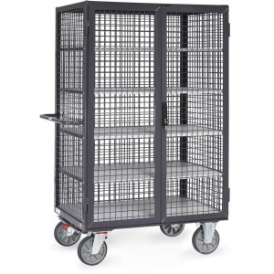 Chariot ESD fermé grillagé à plateaux