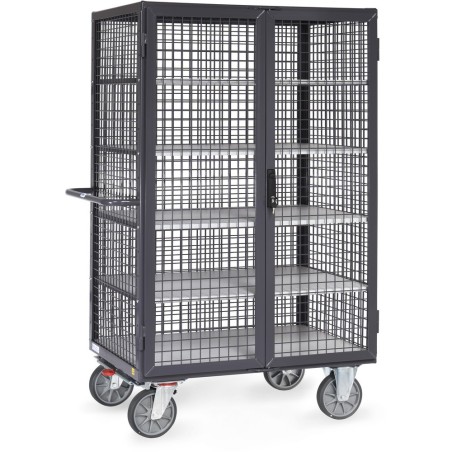 Chariot ESD fermé grillagé à plateaux