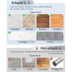 16 Patins de Meubles PTFE Téflon Ronds Auto-adhésifs