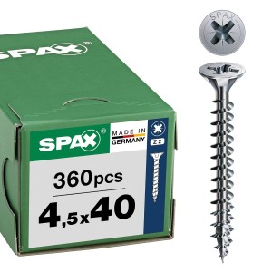 Boite de 360 Vis universelles 4,5 x 40 mm Vis à tête fraisée