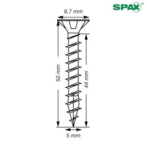 Boite de 180 Vis universelles 5 x 50 mm Vis à tête fraisée