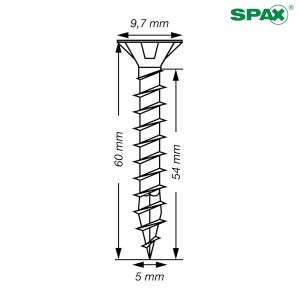 Boite de 90 Vis universelles 5 x 60 mm Vis à tête fraisée