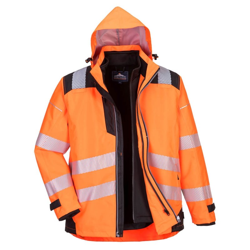 Parka PW3 3-en-1 haute visibilité jaune ou orange - PW365