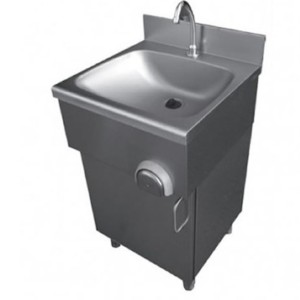 Lave-mains inox sur placard avec porte battante