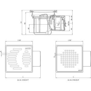 Siphon de cave Junior type 5 DN100 avec clapet anti-retour horizontal - ACO