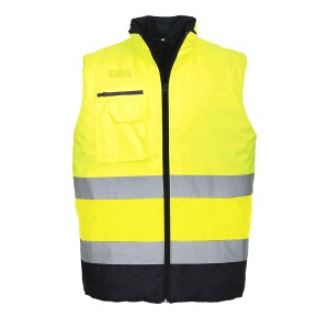 Gilet bodywarmer haute visibilité bicolore Jaune/Marine - S267