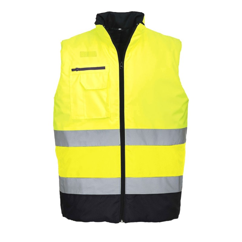 Gilet bodywarmer haute visibilité bicolore Jaune/Marine - S267
