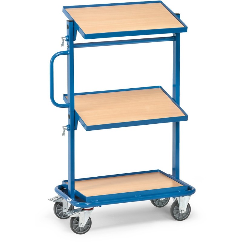 Servante pour bacs plastiques 3 plateaux en mélaminé inclinable