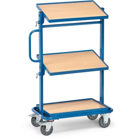 Servante pour bacs plastiques 3 plateaux en mélaminé inclinable