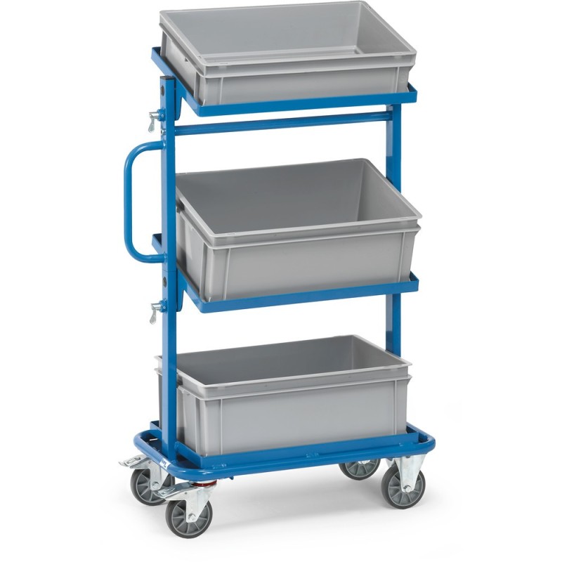 Servante plateaux inclinables avec 3 bacs plastiques