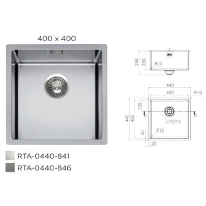 Cuve R12 polie avec accessoires inclus - 400x400x200mm