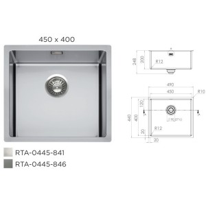 Cuve R12 polie avec accessoires inclus - 450x400x200mm