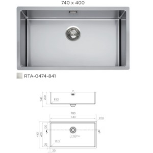 Cuve R12 polie avec accessoires inclus - 740x400x200mm