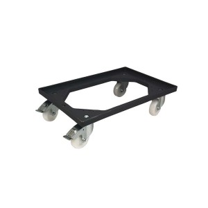 Chariot de transport 4 roues pivotantes PP + 2 freins - Cadre en PP - Fourches zinguées