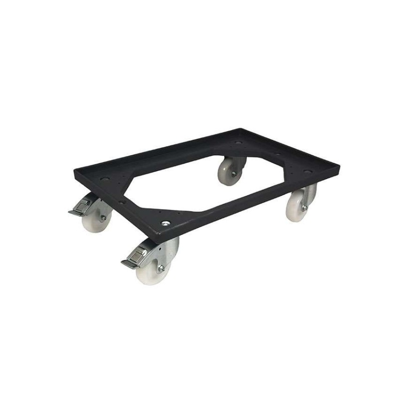 Chariot de transport 4 roues pivotantes PP + 2 freins - Cadre en PP - Fourches zinguées