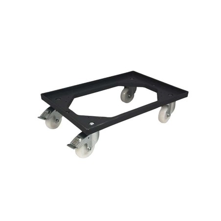 Chariot de transport 4 roues pivotantes PP + 2 freins - Cadre en PP - Fourches zinguées